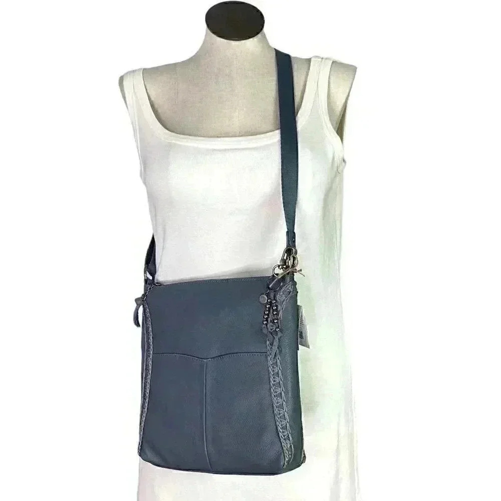 The Sak Slate Blue Leather Crossbody Bag